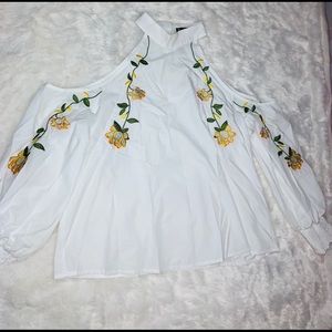 Off-shoulder white blouse